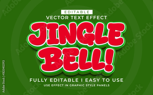 3d editable jingle bell text effect typography style template