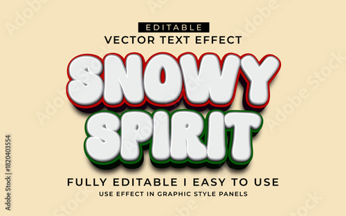 3d editable snowy spirit text effect typography style template