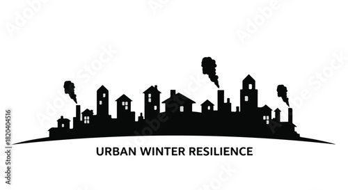 Industrial city skyline silhouette under a cloudy sky, symbolizing urban resilience