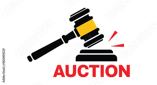 Auction gavel vector illustration for online bidding and sale
