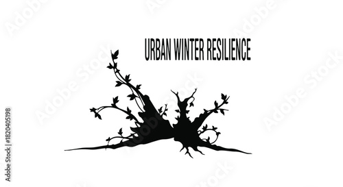 Resilient plant growth emerging from harsh winter urban environment.