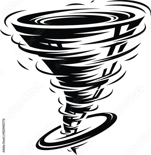 Tornado vector illustration black and white swirling wind storm graphic eps silhouette