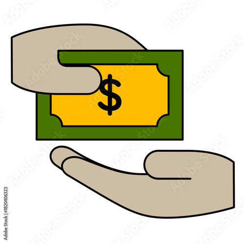 Illustration of Money Exchange Between Two People