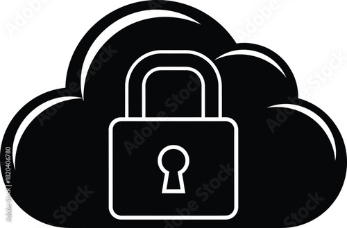 Cloud security secure cloud data protection cloud storage safety icon eps silhouette