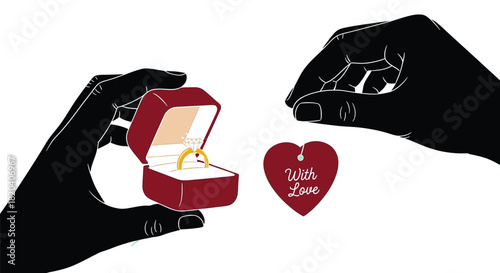 Engagement ring proposal with love heart tag wedding jewelry gift