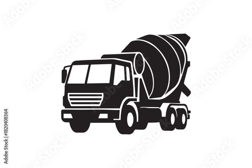 Mixer truck silhouette with white background