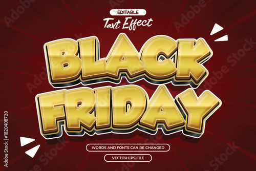 Black friday editable text effect with 3d gold texture