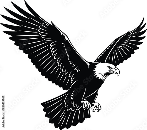 Eagle vector illustration bald eagle flying bird of prey wildlife art eps silhouette