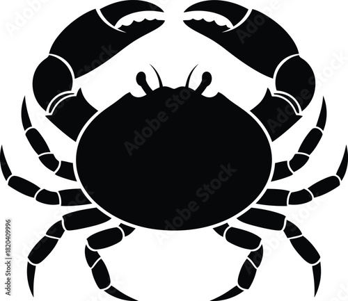 Black crab vector illustration seafood crustacean animal silhouette art eps