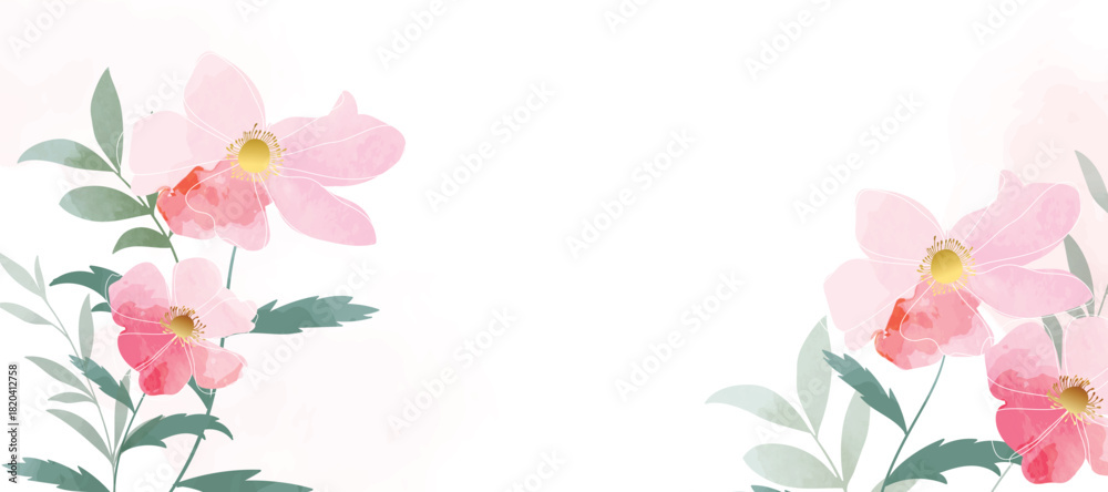 Naklejka premium Spring and summer Background watercolor arrangements with small flower. Botanical illustration minimal style.