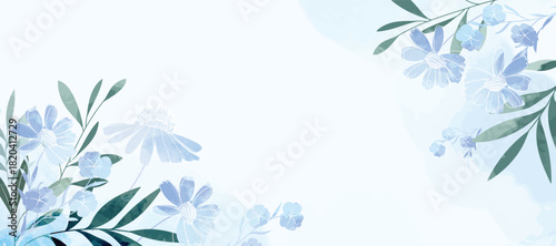 Spring and summer Background watercolor arrangements with small flower. Botanical illustration minimal style.