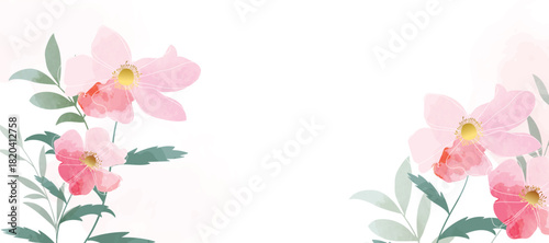 Spring and summer Background watercolor arrangements with small flower. Botanical illustration minimal style.