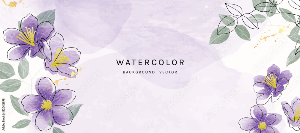 Naklejka premium Spring and summer Background watercolor arrangements with small flower. Botanical illustration minimal style.