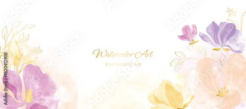 Spring and summer Background watercolor arrangements with small flower. Botanical illustration minimal style.