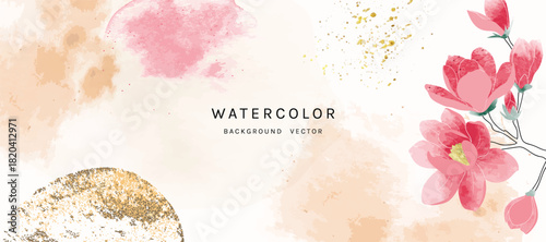 Spring and summer Background watercolor arrangements with small flower. Botanical illustration minimal style.