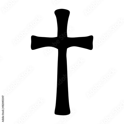 Simple black silhouette of a Latin cross, a religious symbol of Christianity