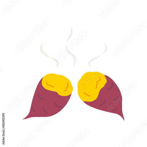 湯気たつ焼き芋のイラスト