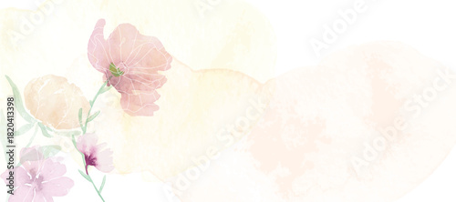 Spring and summer Background watercolor arrangements with small flower. Botanical illustration minimal style.