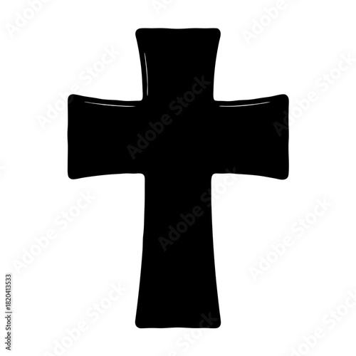 Bold black handdrawn outline of a Jerusalem Cross on a white background