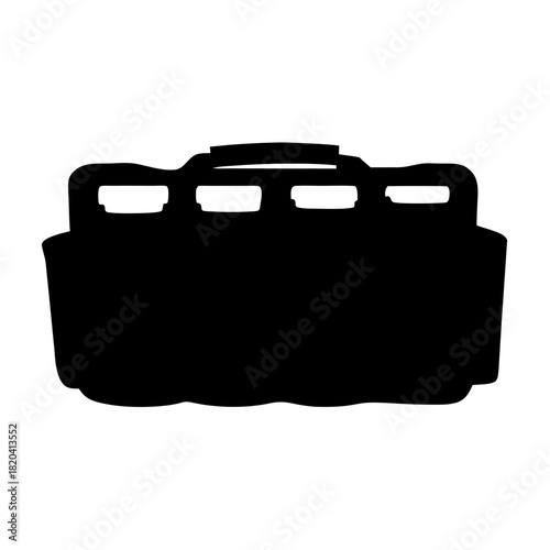 Solid black silhouette of a carrier for beverages against a white background
