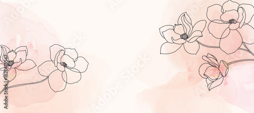 Spring and summer Background watercolor arrangements with small flower. Botanical illustration minimal style.