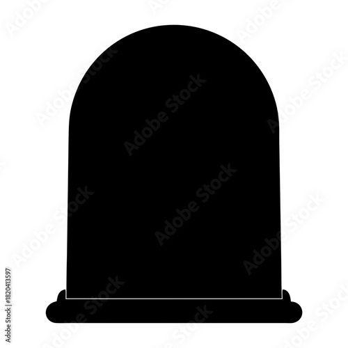 Silhouette of a tombstone with rounded top and base on white background