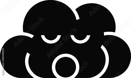 Worried cloud icon with closed eyes and open mouth representing sadness