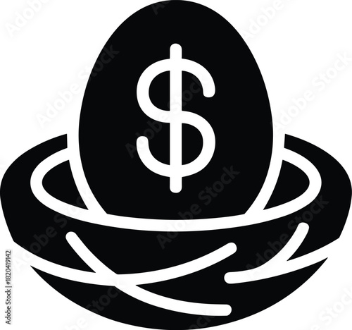 Dollar sign egg in nest icon symbolizing financial security and savings