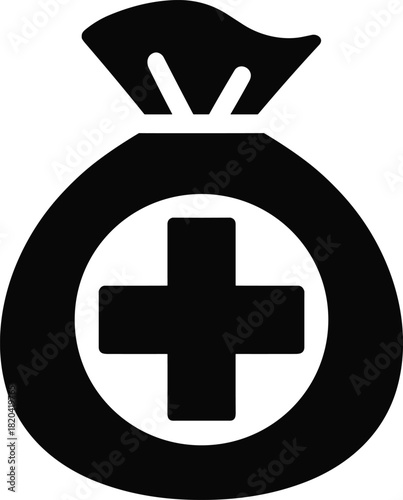 Medical funding bag icon illustrating healthcare investment and financial support plan.