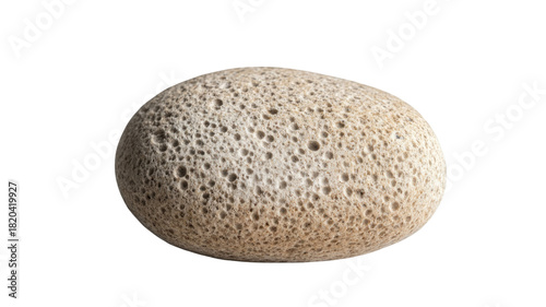 Pumice stone with rough texture showcasing natural porous surface and light gray color isolated on white background