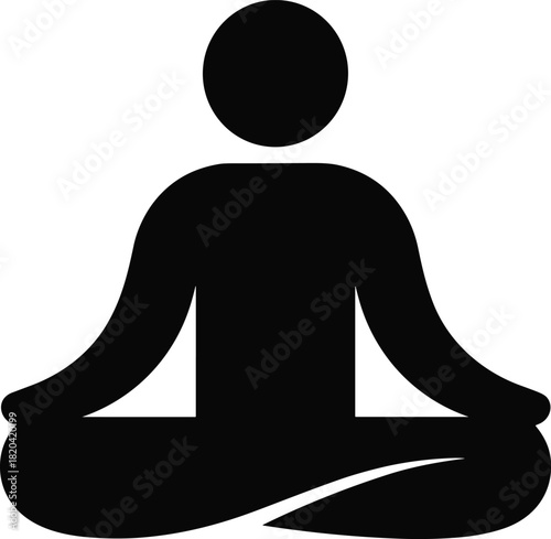 Person meditating in lotus pose, a symbol of relaxation and inner peace icon vector