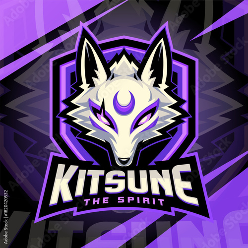 Kitsune head esport mascot logo design