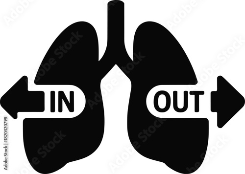 A lungs icon with arrows for inhale and exhale, representing breathing process