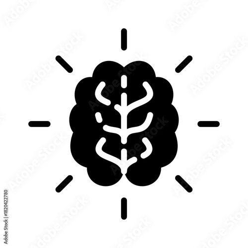 Mental health solid icon. Brain illustration.