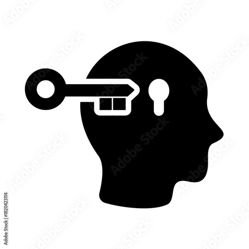Mental health solid icon. Illustration Unlock abilities.