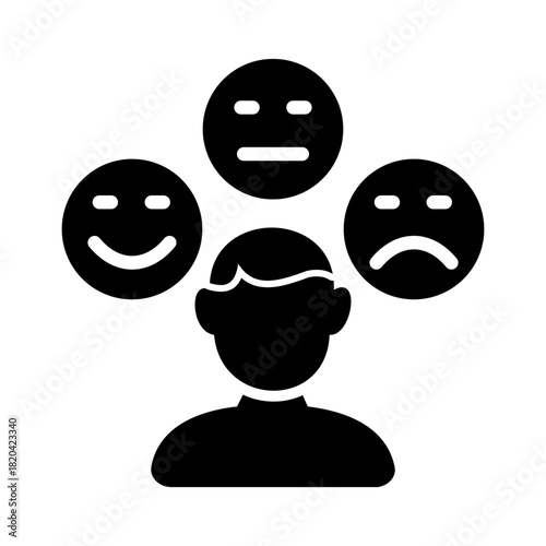 Mental health solid icon. Emotion illustration.
