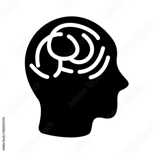 Mental health solid icon. Psychosis illustration