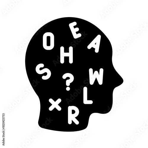 Mental health solid icon. Attention Deficit Hyperactivity Disorder illustration.