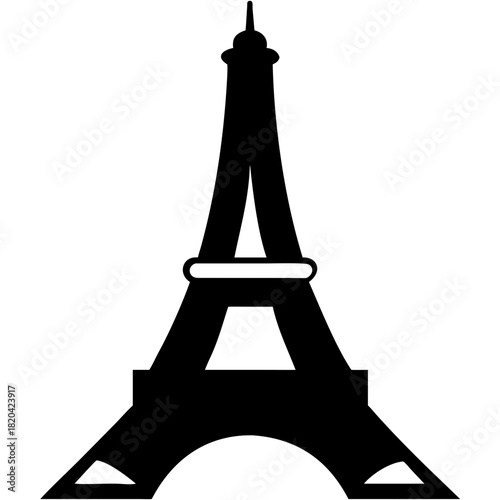 Iconic Eiffel Tower silhouette embodies Parisian charm, perfect for travel posters and European tourism campaigns