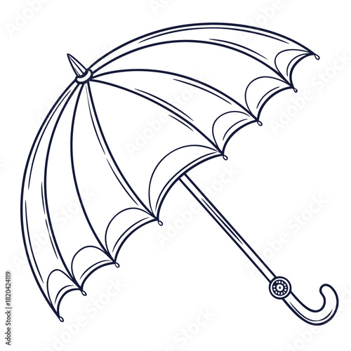 Elegant open umbrella illustration, a symbol of protection and preparedness for rainy days, stylish weather accessory