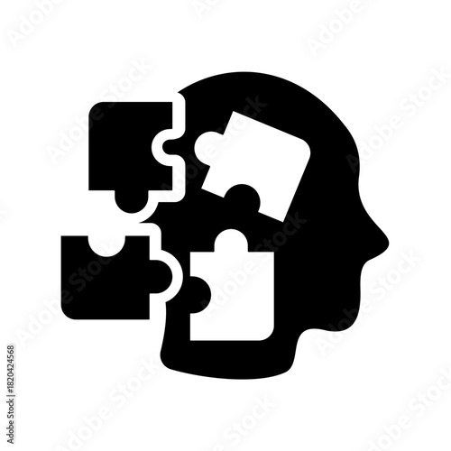 Mental health solid icon. Psychology illustration.