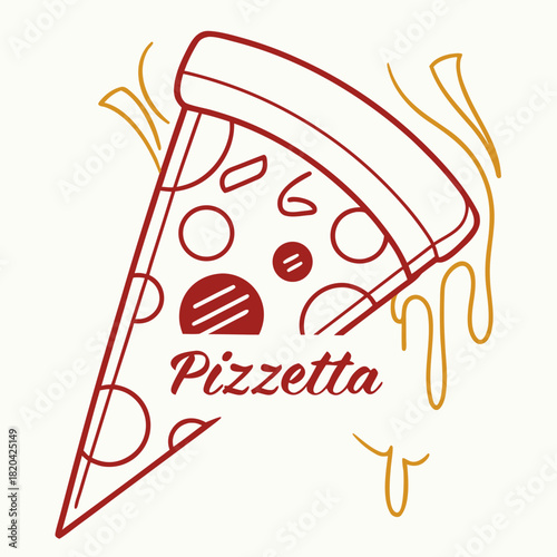 Delicious pizzetta slice with melted cheese for restaurant design, perfect for branding and menus, scalable graphic