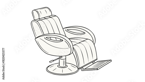Classic barber chair illustration perfect for salon branding and grooming ads, scalable vector graphic style