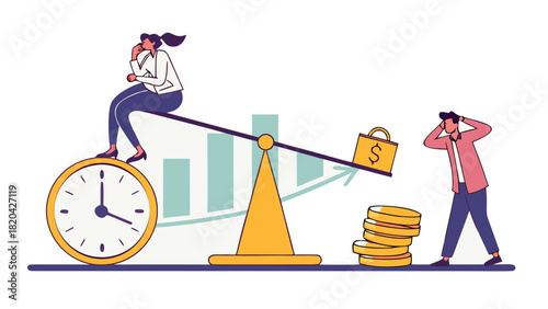 Time is money concept showing investment benefits and business success for financial freedom and stability