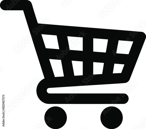 Simple black shopping cart icon for online retail and e-commerce websites
