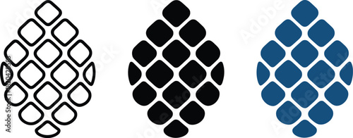 Three Variations of a Pinecone Icon vector illustration , , three, icon, variations, bee, honey, honeycomb