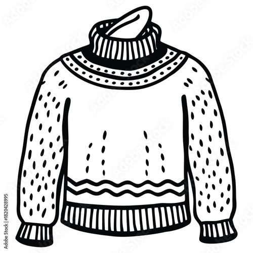A black silhouette of a cozy sweater vector