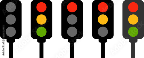 Traffic lights showing different signal combinations