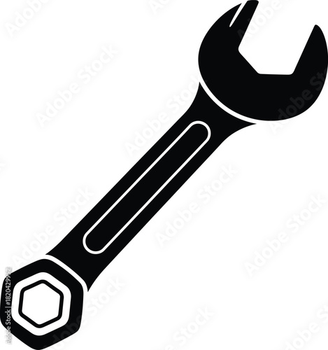 Isolated black wrench vector illustration for mechanical engineering eps silhouette