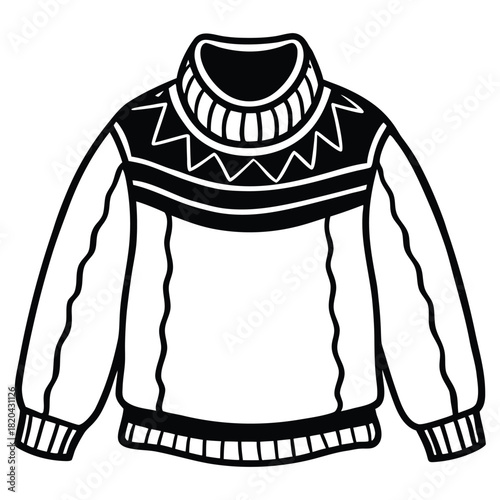 A black silhouette of a cozy sweater vector